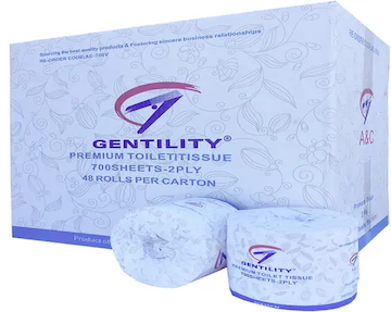 A&C Gentility Premium Toilet Roll Soft White 2 ply 700 sheets