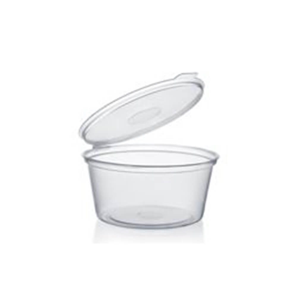 Plastic 2oz Sauce Container with Hinged Lids SC2 50ml